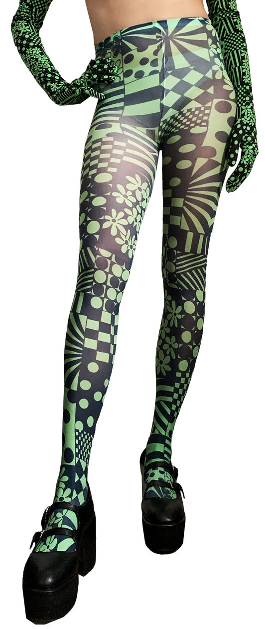 Recycled Polyester Green Sharpie Tights