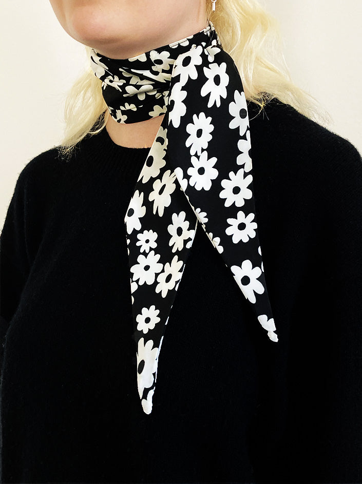 Black Flower Scarf