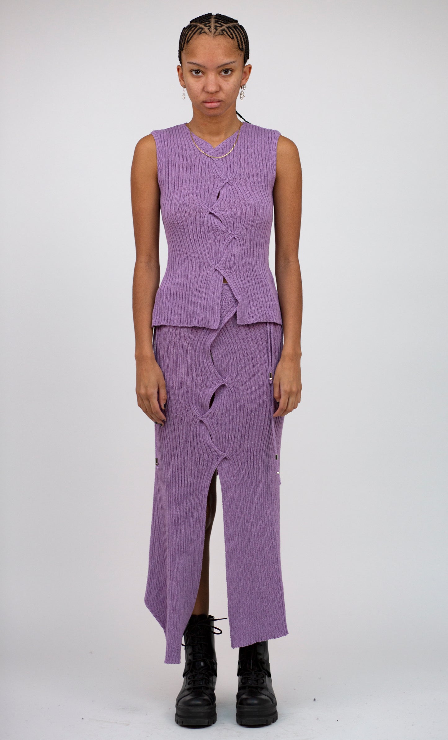 Ribbed maxi skirt - lilac