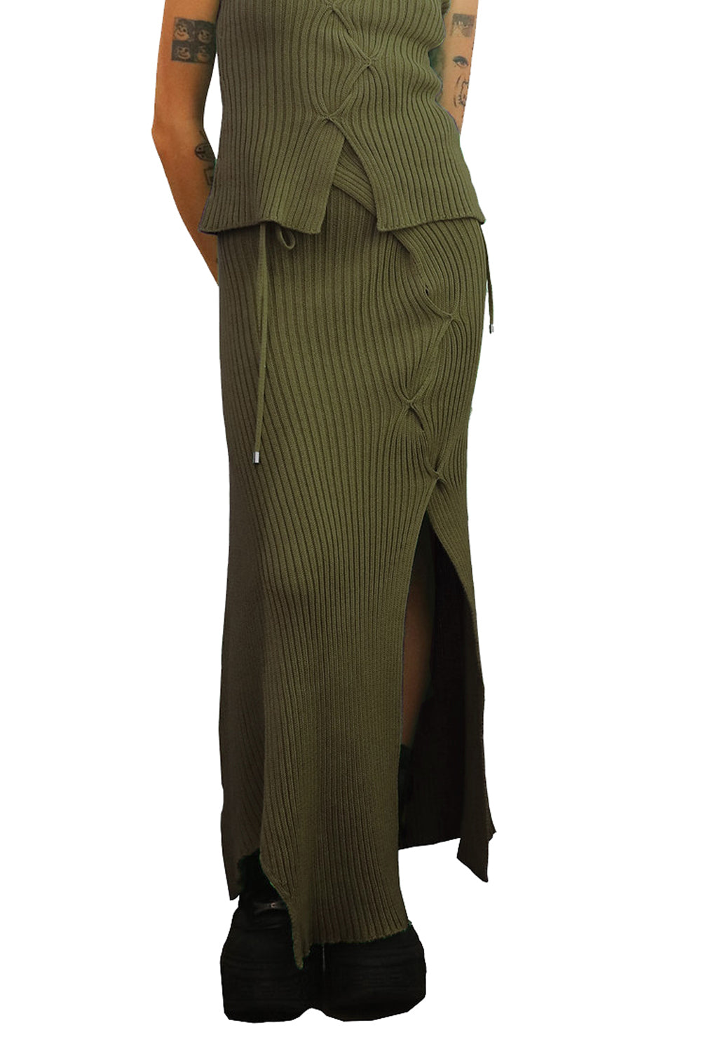 Ribbed Skirt - Emerald