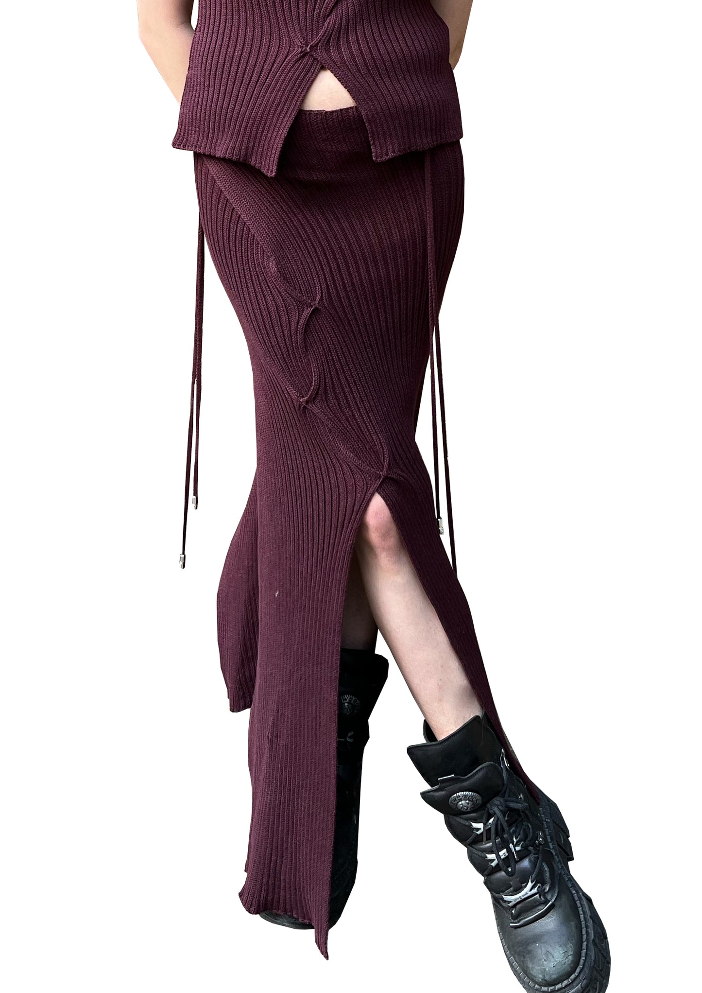 Ribbed Skirt - Oxblood