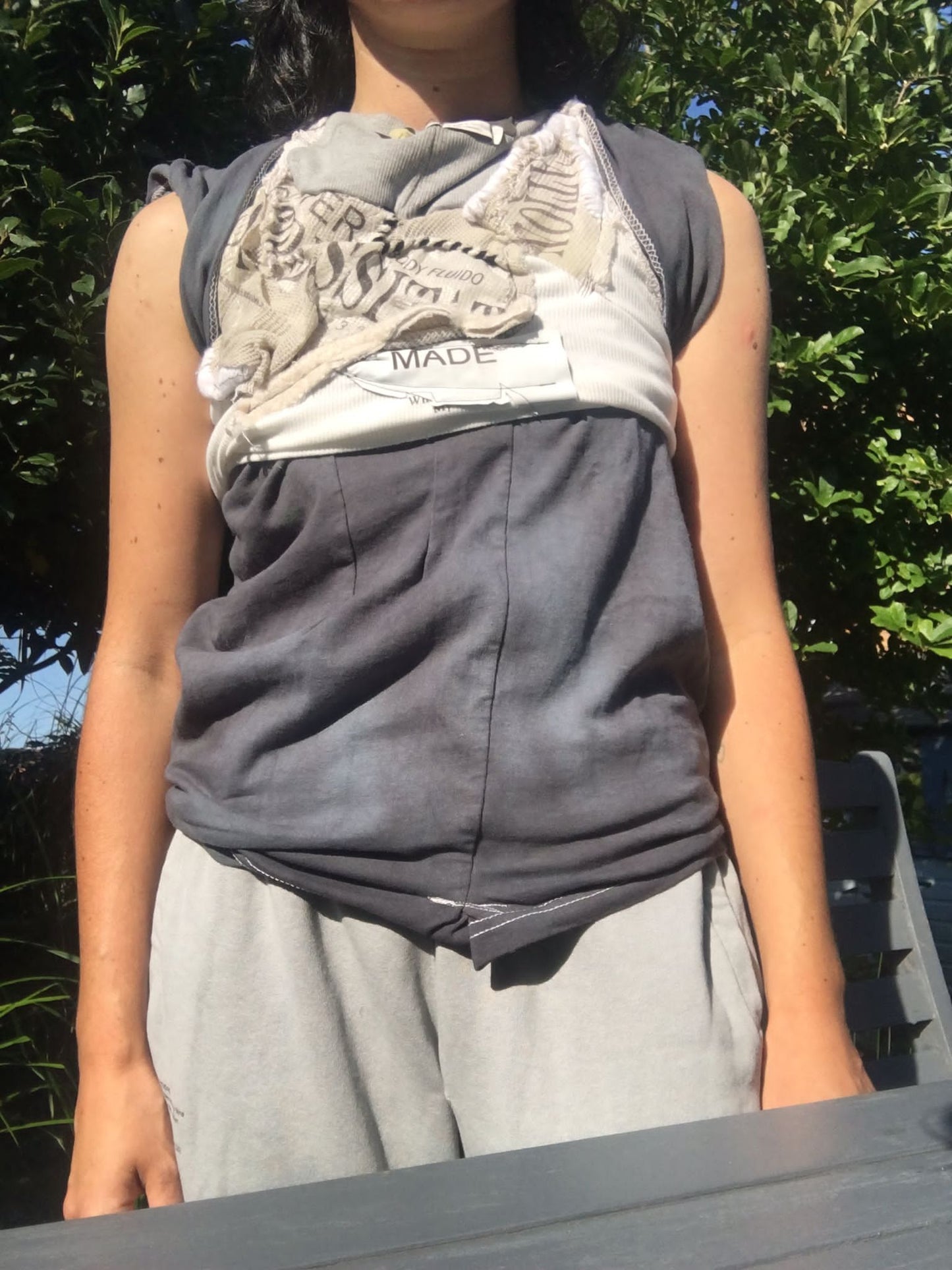 Stress Jersey Vest (Grey & Print detail)