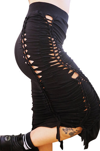 The Black Crochet Midi Skirt