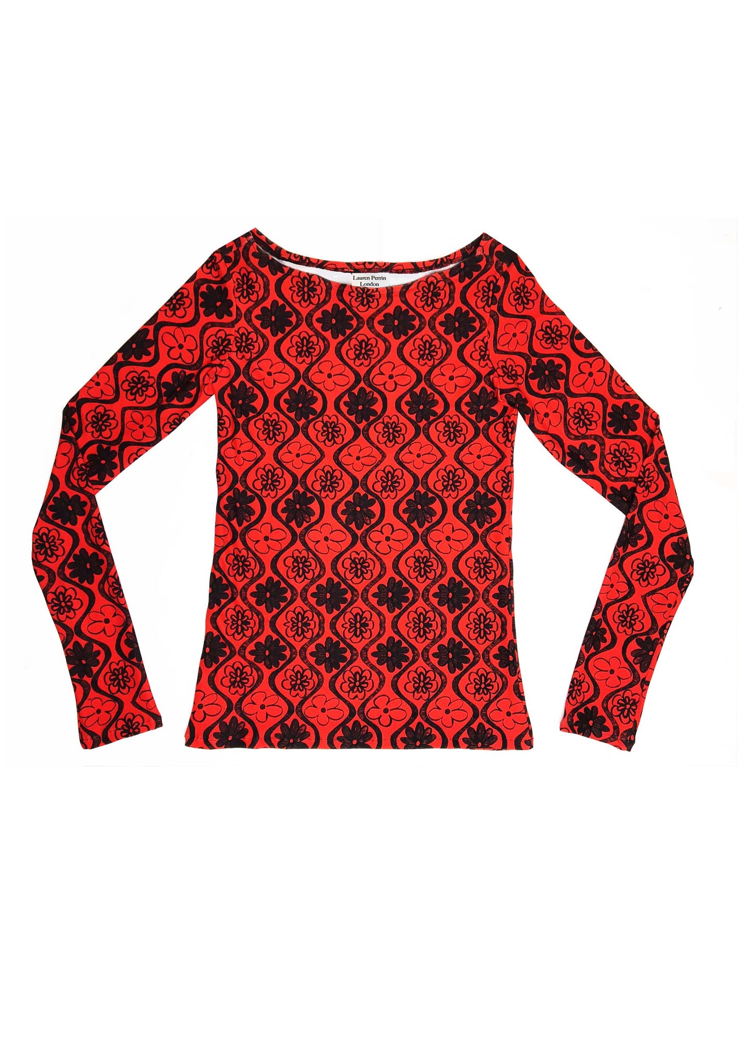 Sketch Flower Jersey Top – White, Red or Blue