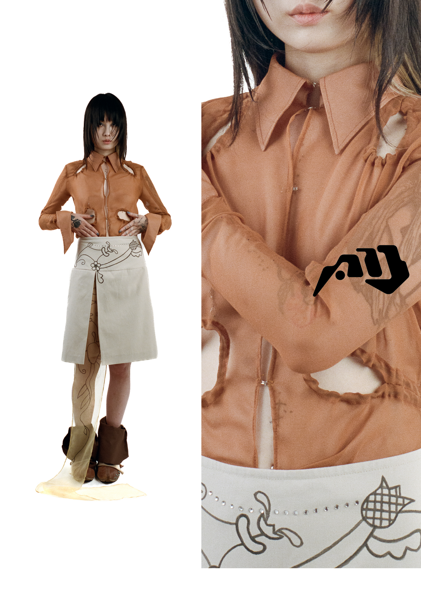 BURNT ORANGE CHIFFON SHIRT