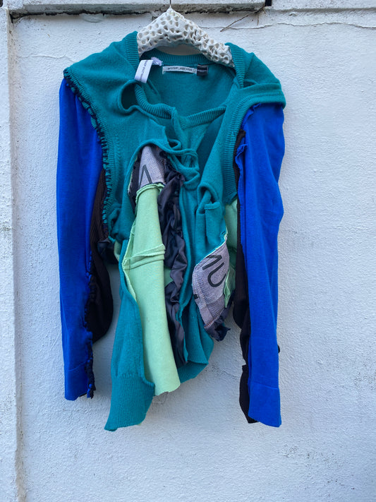 Jaded Knit Jumper - (Green, Blue & Brown )