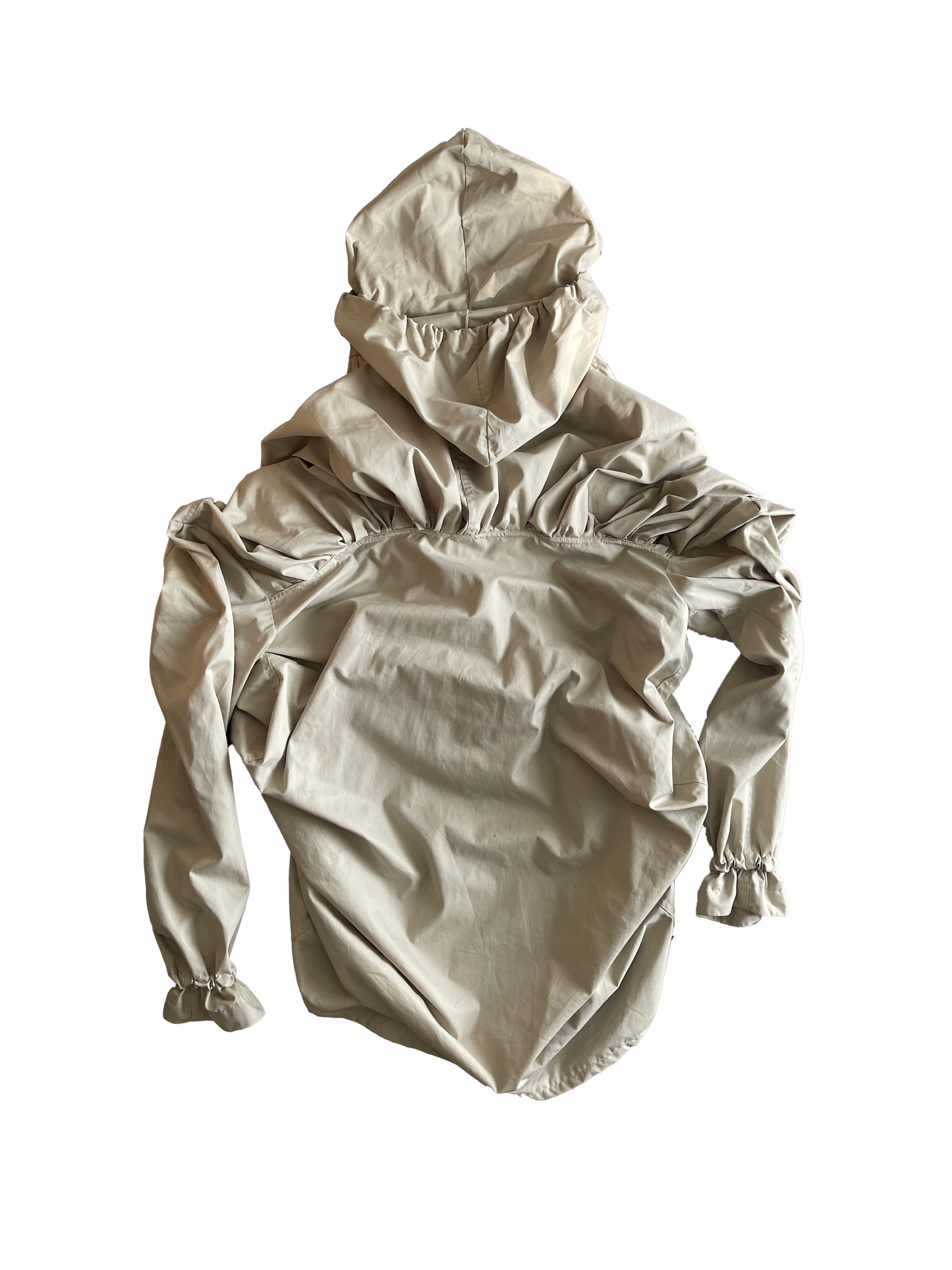 Double hood top with drawstring details