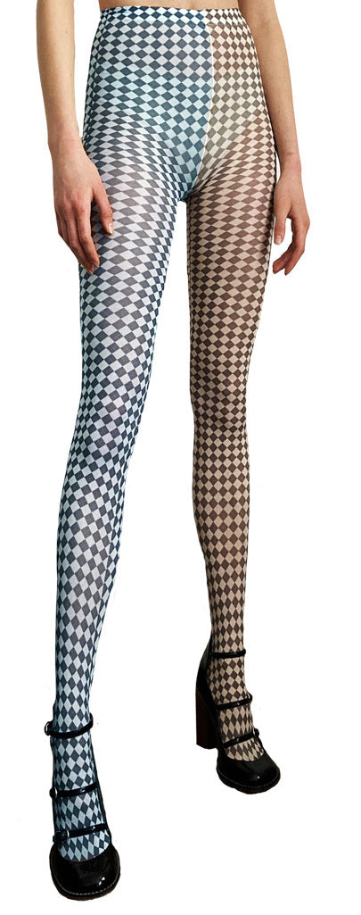 Recycled Polyester Blue and Beige Argyle Tights