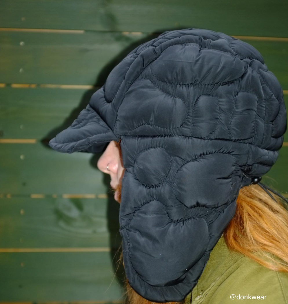 Quilted Trapper Hat - Black