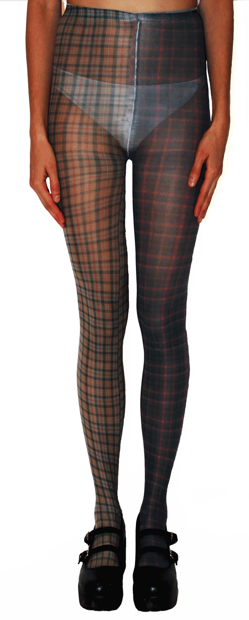 Recycled Polyester Green and Blue Tartan Tights