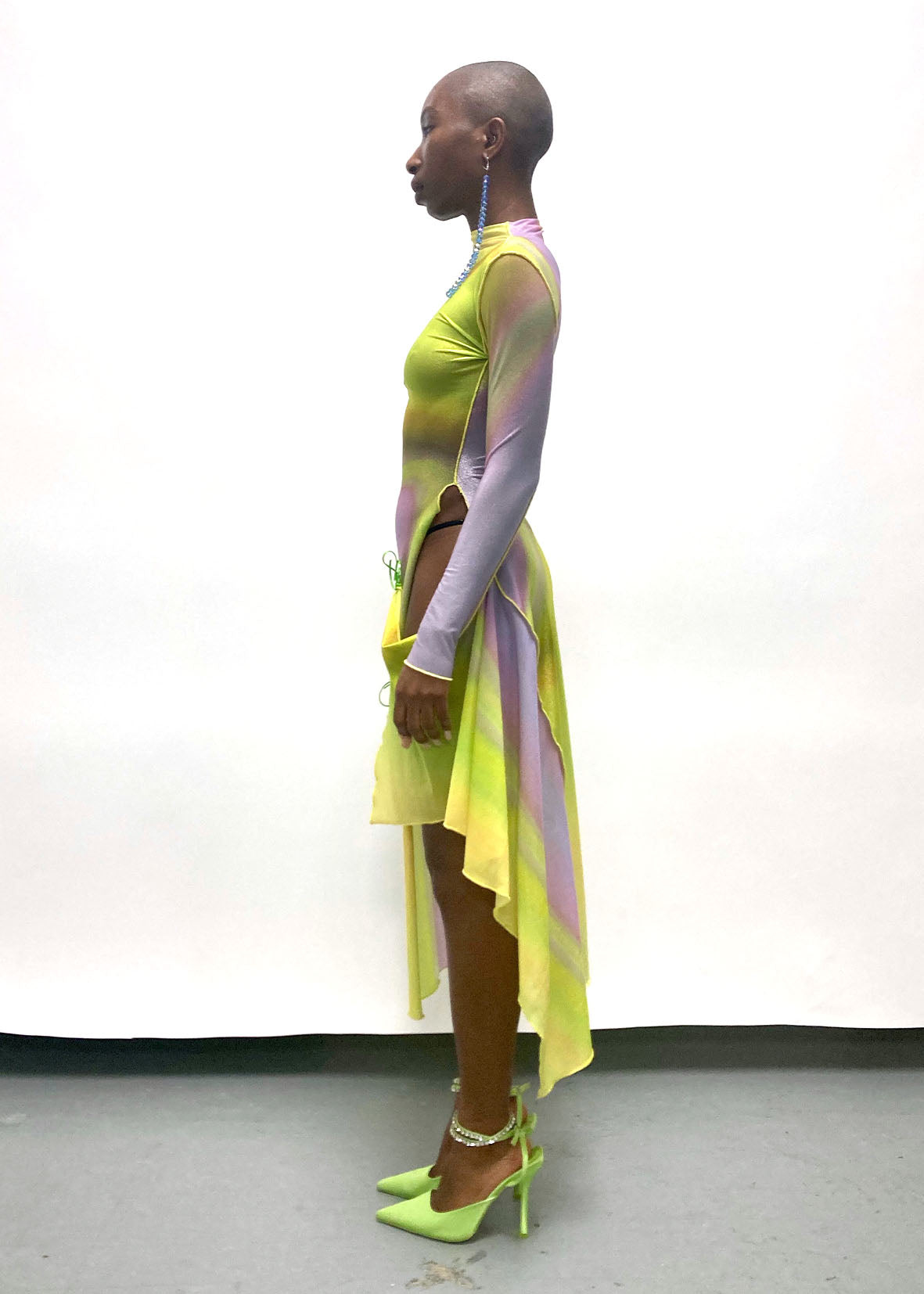Lime Gradient Drape Dress