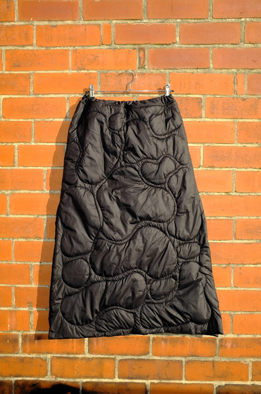 Quilted Long Skirt - Black