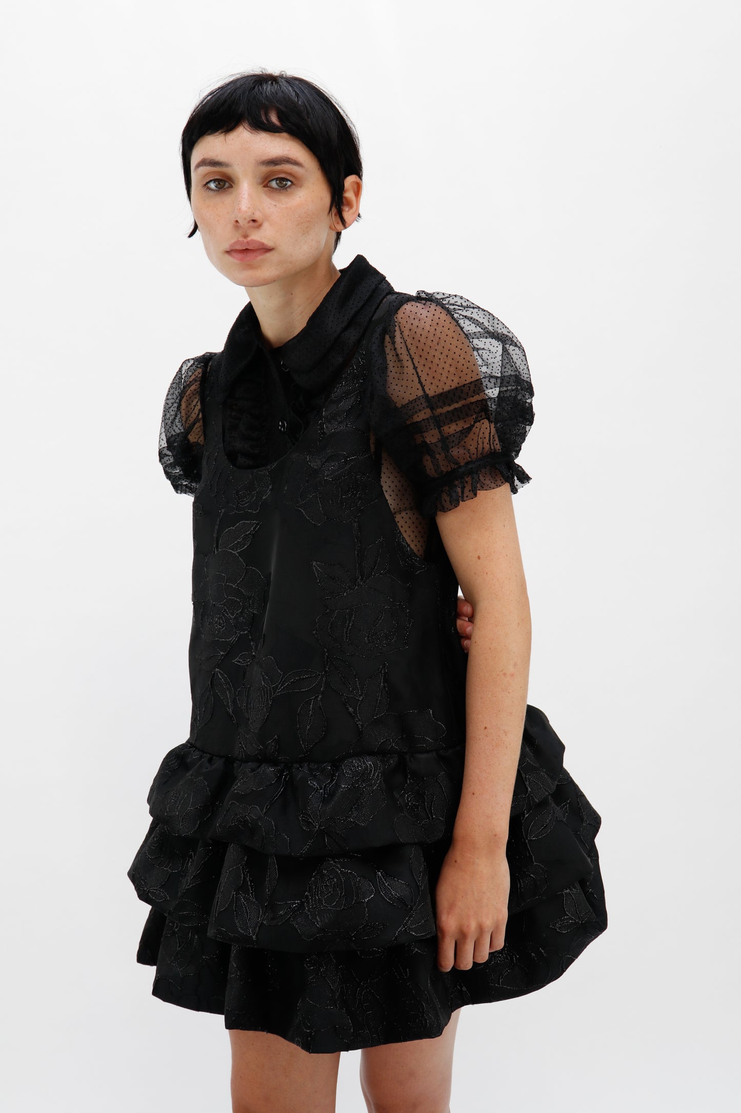 Rose Jacquard Baby Doll Dress-50m London