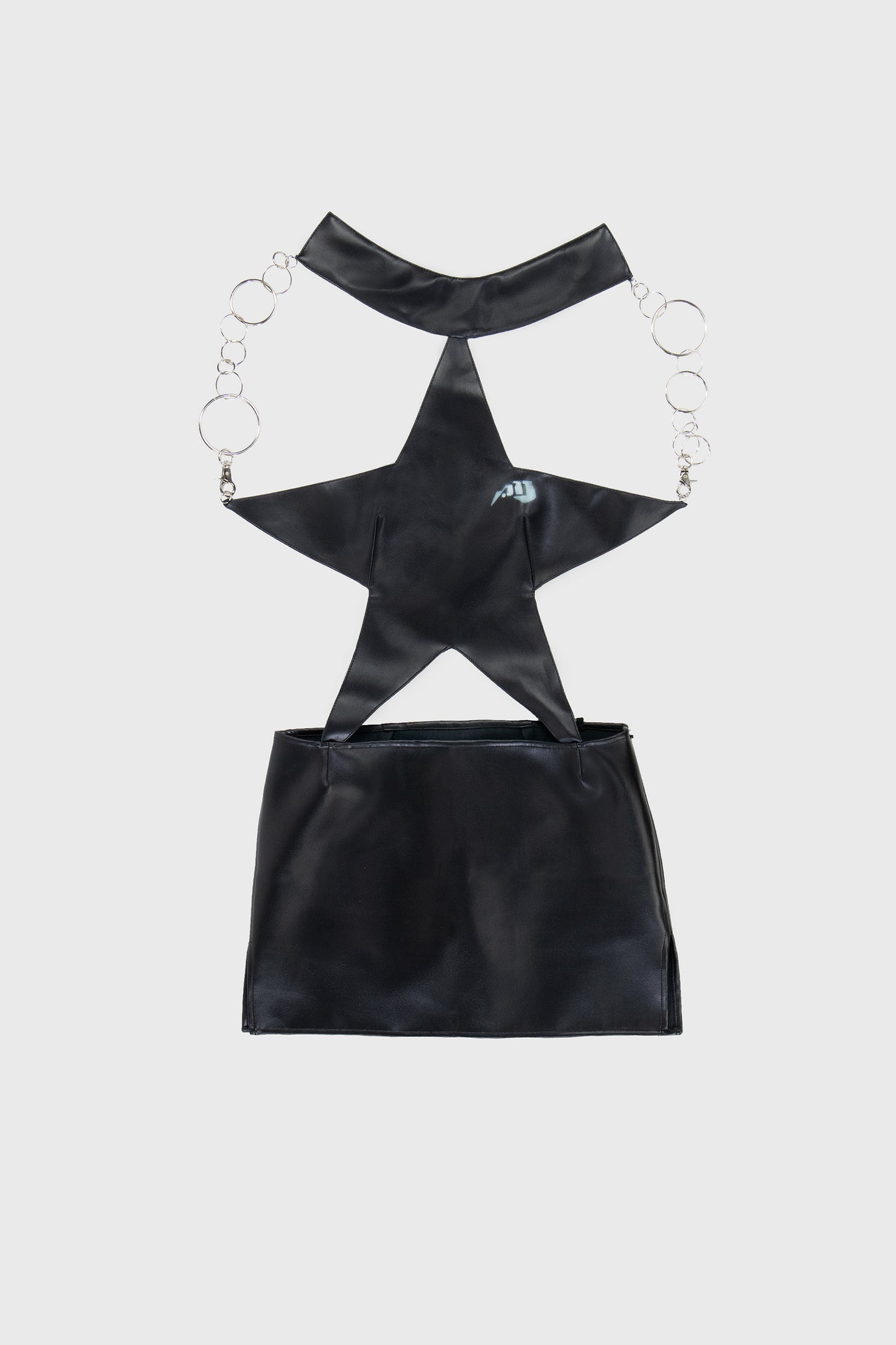 BLACK FAUX LEATHER STAR DRESS – 50m London