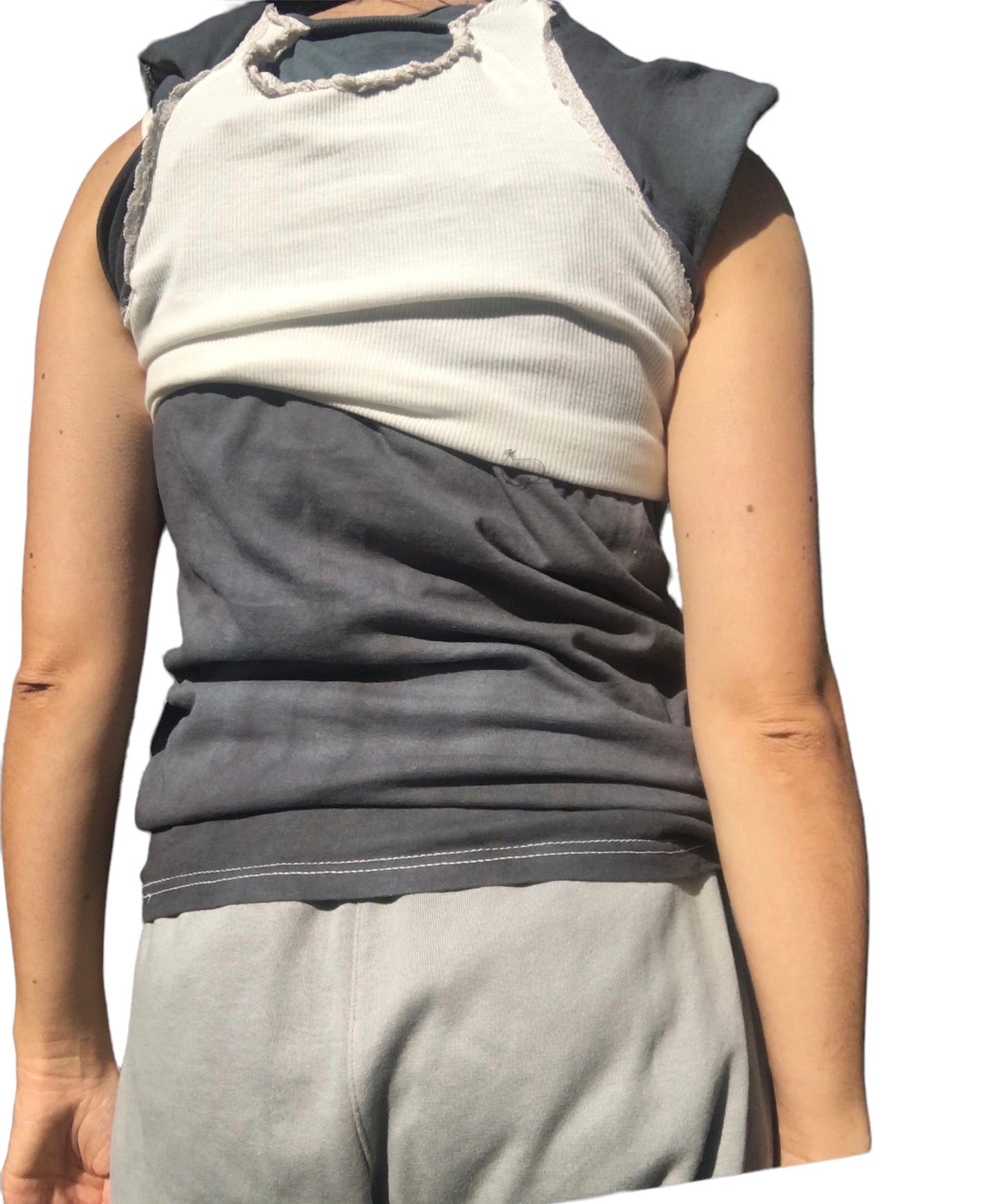 Stress Jersey Vest (Grey & Print detail)