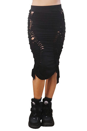 The Black Crochet Midi Skirt