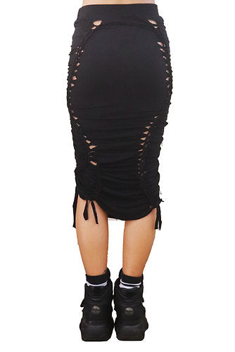 The Black Crochet Midi Skirt