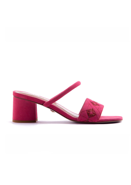 Quilted Diamond Mules - 55mm Deep Pink